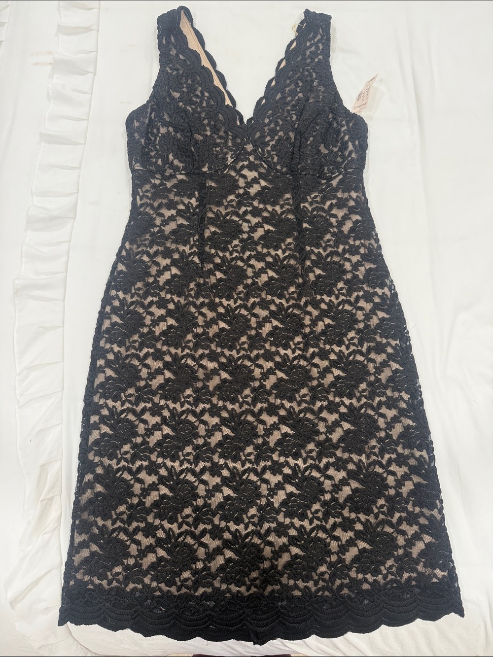 Dress Barn Black Lace Midi Dress with Nude Lining